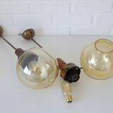 Vintage pendant light set of 2 rustic copper hanging lamps Yugoslavia 1970