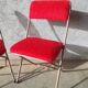 Pair of folding chairs in vintage red moumoute