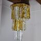 Two-tone chandelier by Zero Quattro, 3 levels, orange and transparent murano glass, Italy, 1970