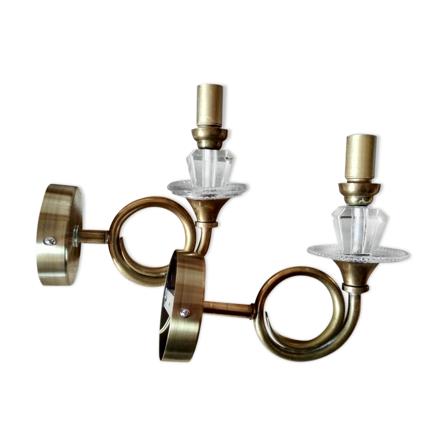 Pair of old brass wall sconces