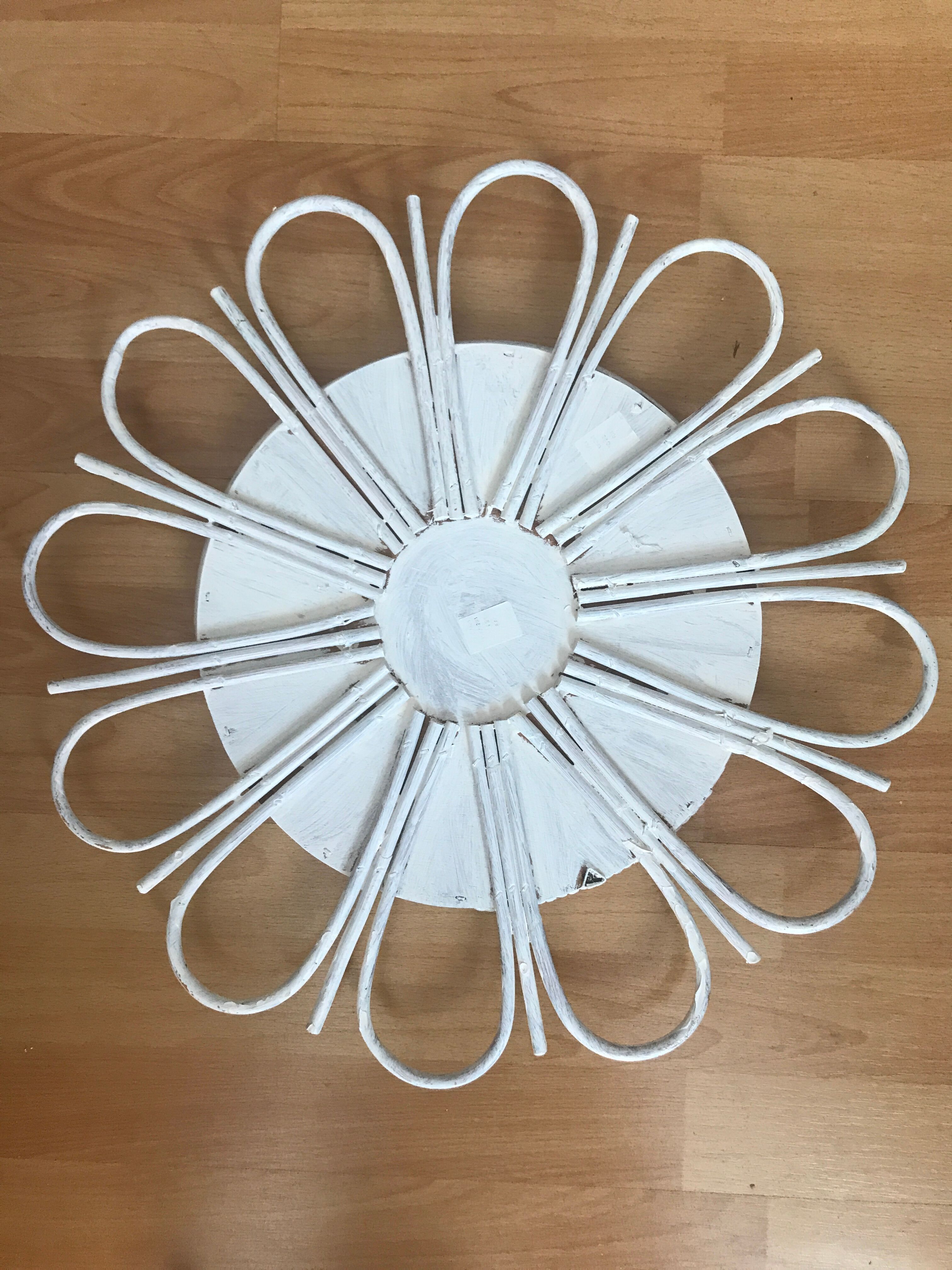 Mirror rattan sun vintage white 50cm