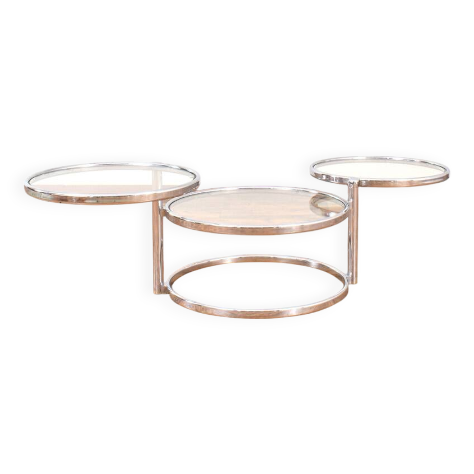 Vintage Chrome Swivel Coffee Table, 1970s