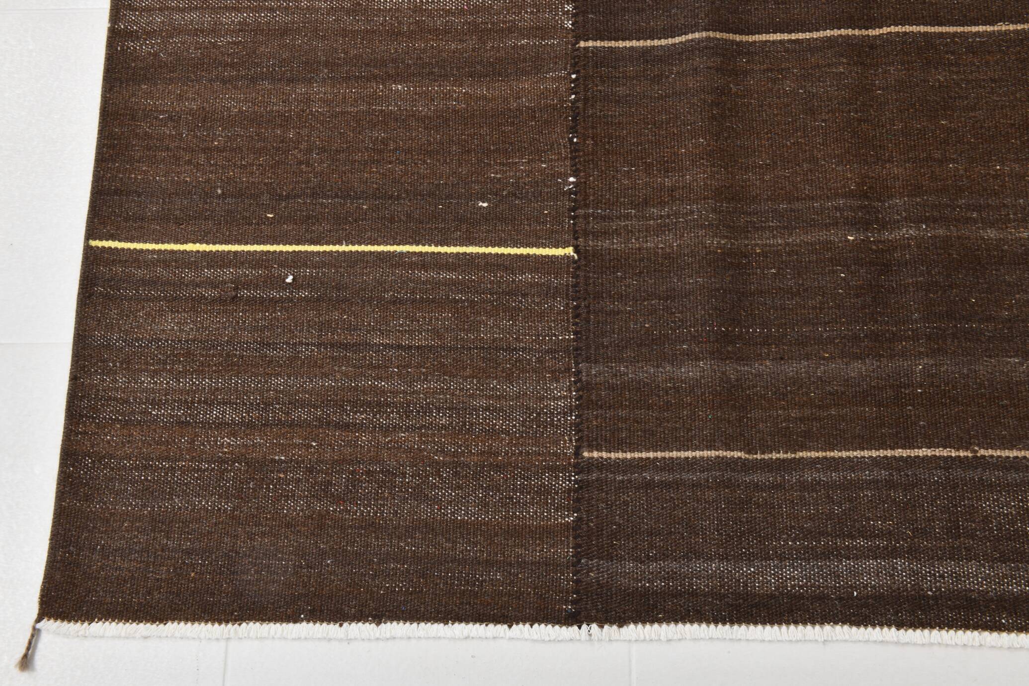 5x8 Dark Brown Ethnic Turkish Kilim Rug, 169x238Cm