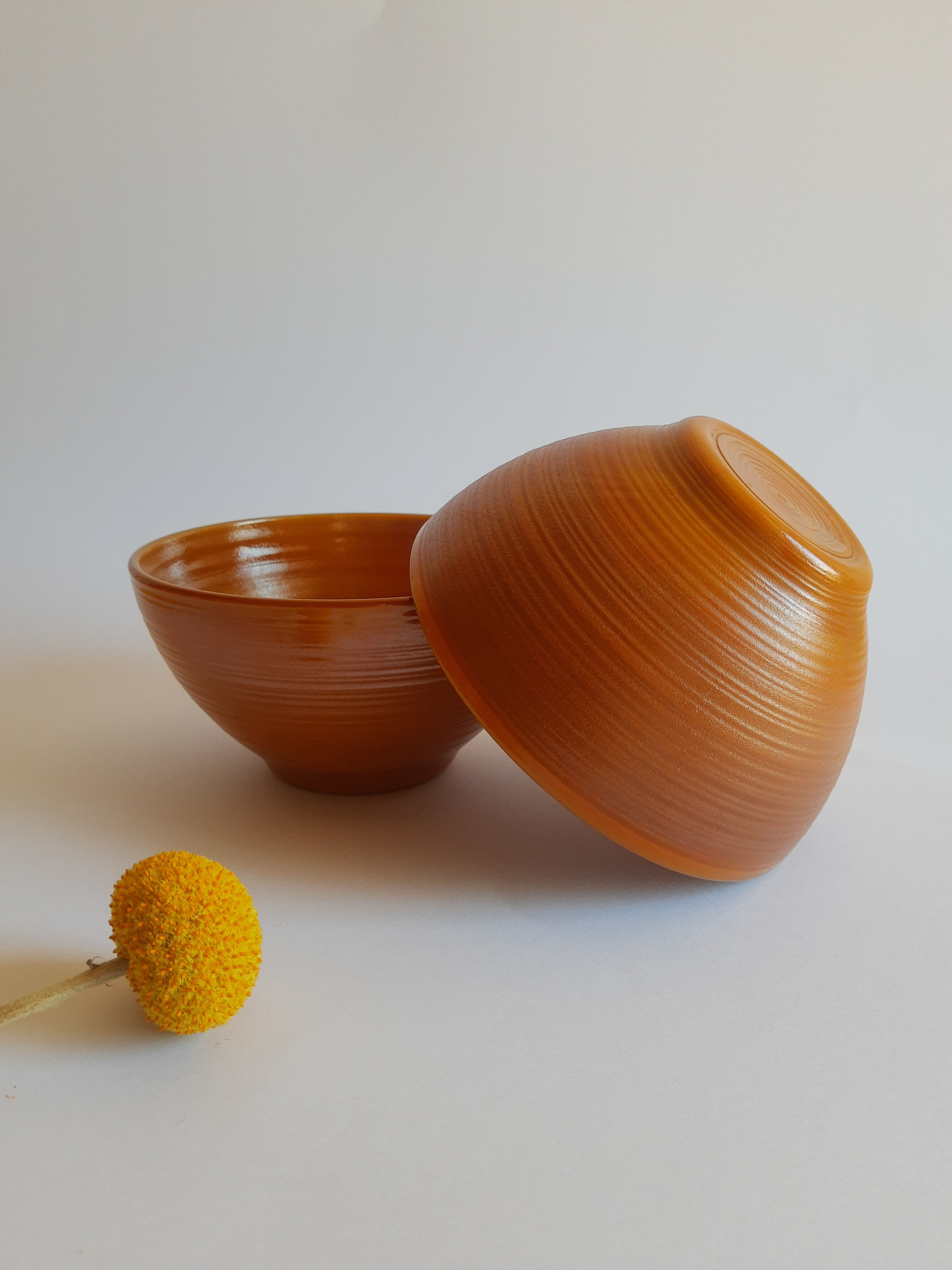 Duo of brown bowls Arcopal model Vintage volcano
