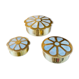 Trio of brass and mother-of-pearl boxes