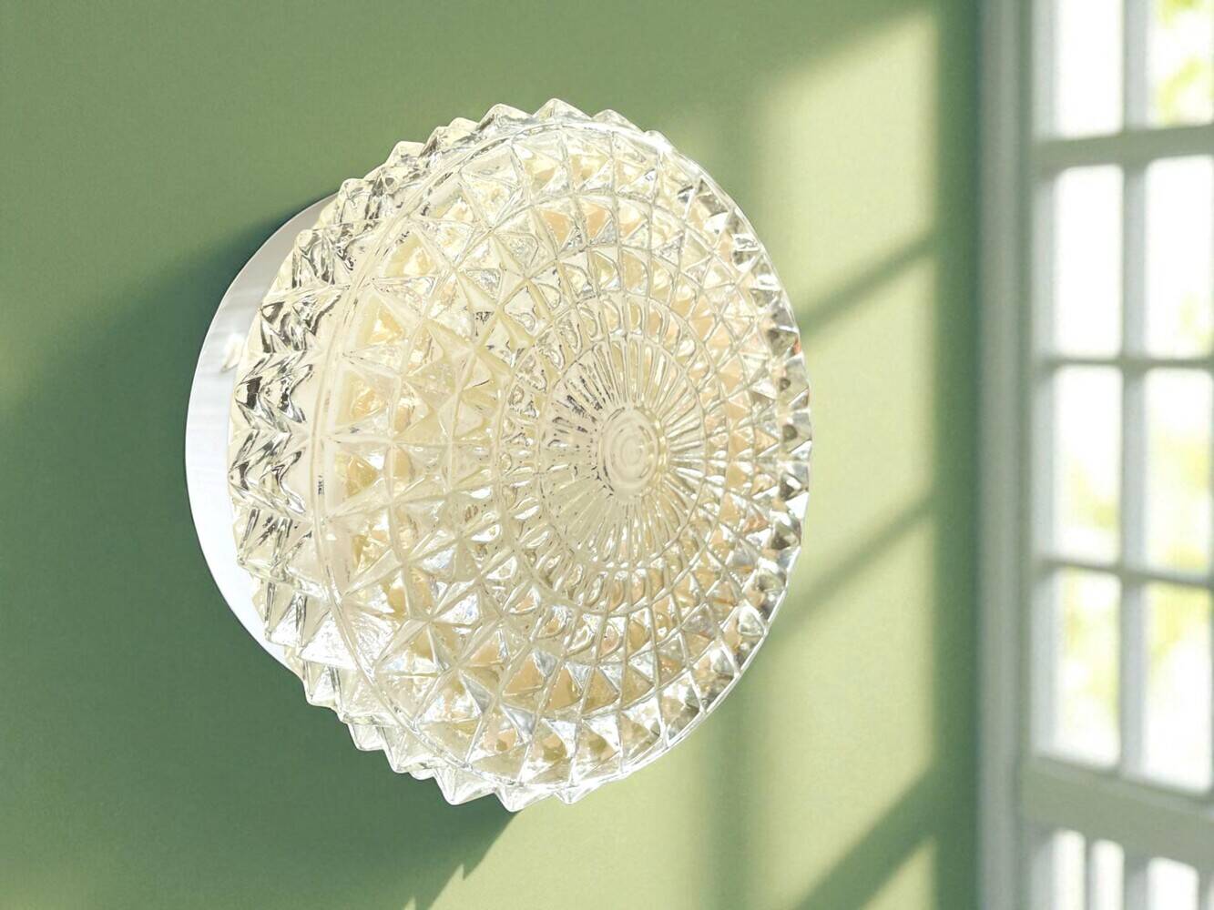 Pair glass flush mounted lamps