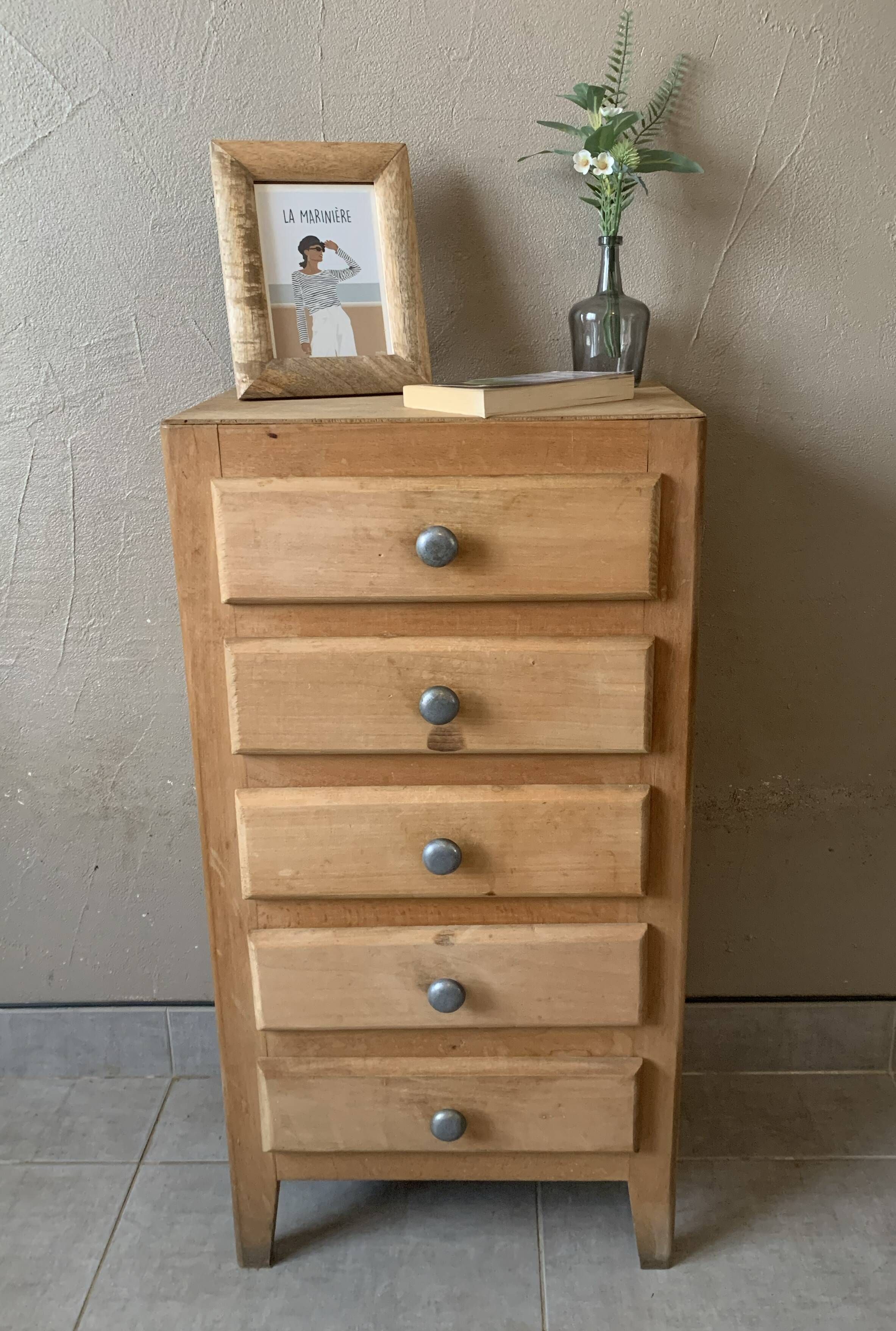 Vintage 5-drawer chest of drawers from 1950 in wood