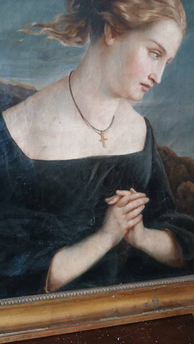 Tableau Ancien Portrait Féminin Du 19ème Siècle