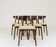 Set of 6 Modern Dining Chairs, Beech Wood Bouclè Green Upholstery