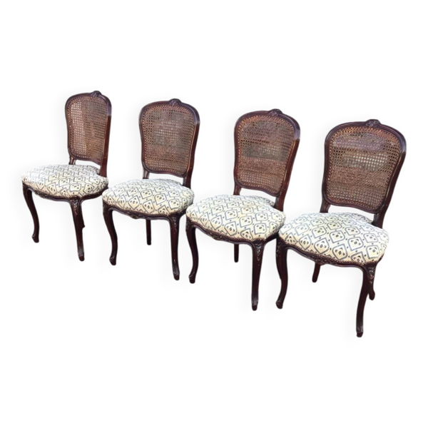 4 chaises de style Louis XV a dossier canné — Beyit