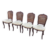 4 Louis XV style chairs with caned backs