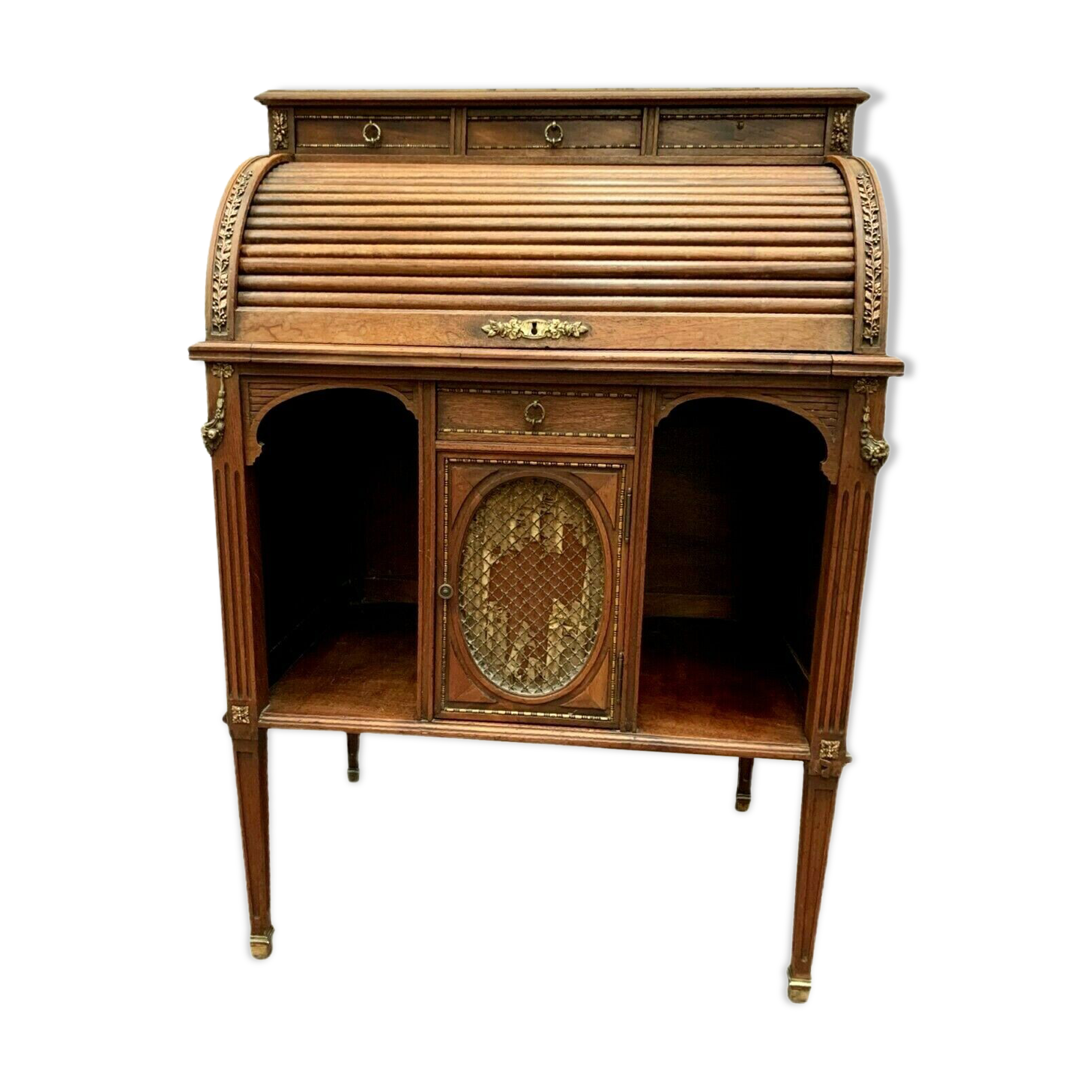 20th century walnut cylinder lady's desk
