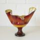 Vintage Swung Vase  Fruit Bowl Retro Red Blown Glass  Handmade Table Decor