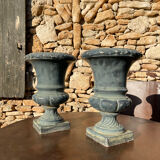 Pair of cast iron Médicis vases