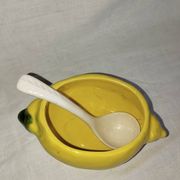 Confiturier citron – Faïence émaillée – Années 60–70 – Vintage