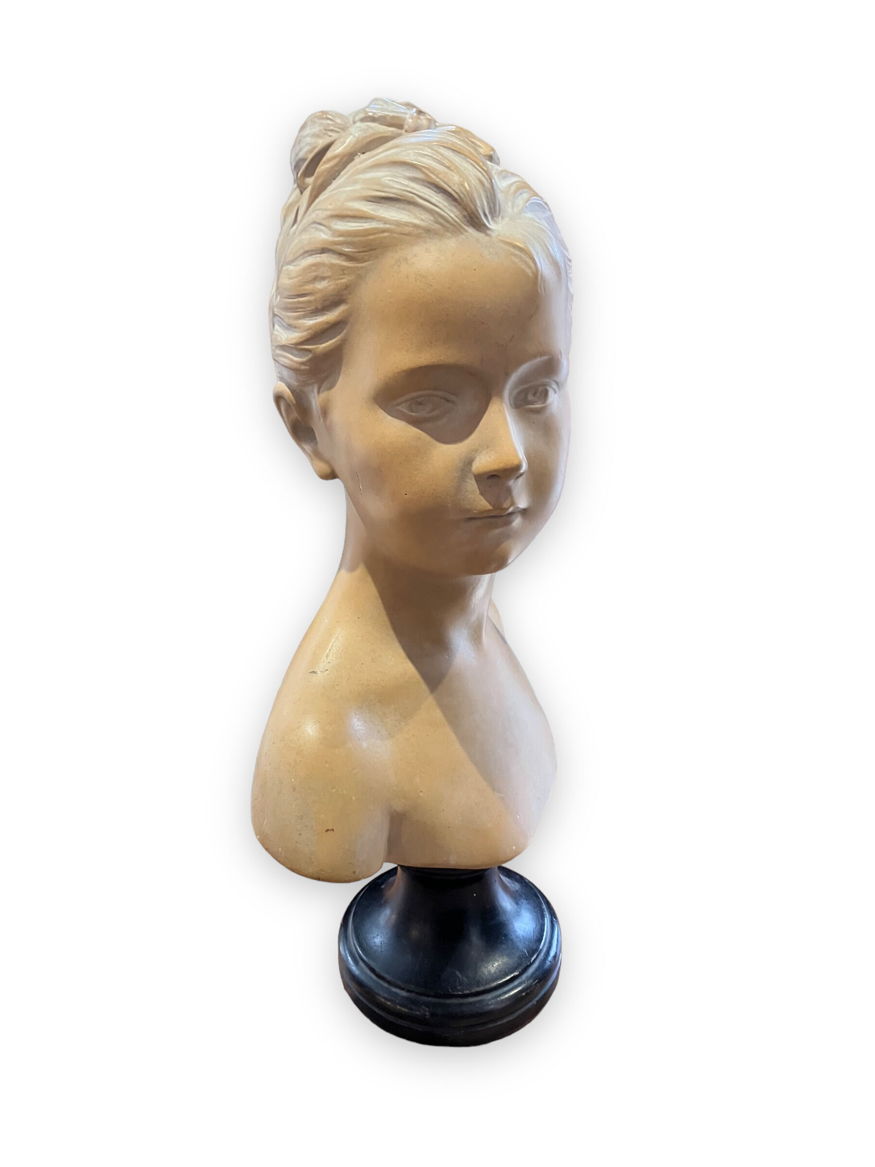 Bust of louise brongniart in patinated plaster after houdon