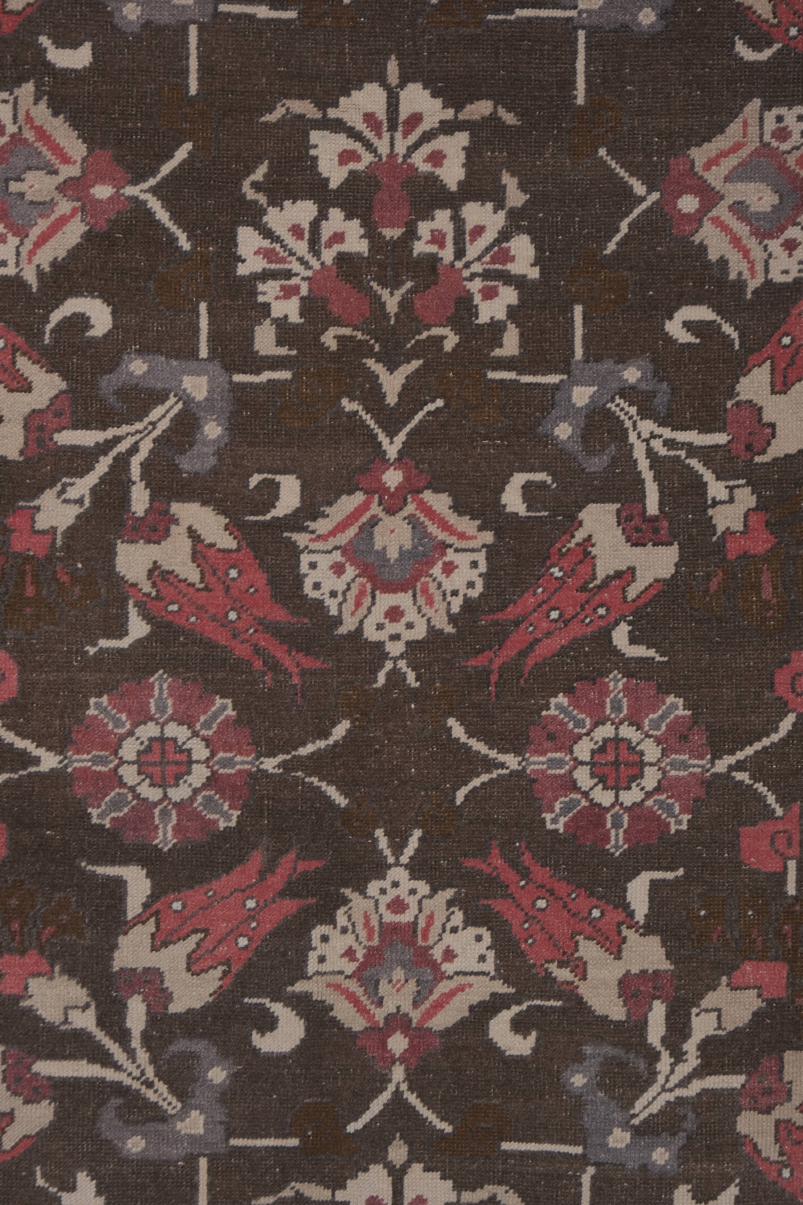 Southwest Wool Rug, Oriental Turkey Oushak Rug with Floral Pattern 4'11" X 8'5"