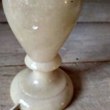 Old beige marbled stone lamp base - alabaster lamp