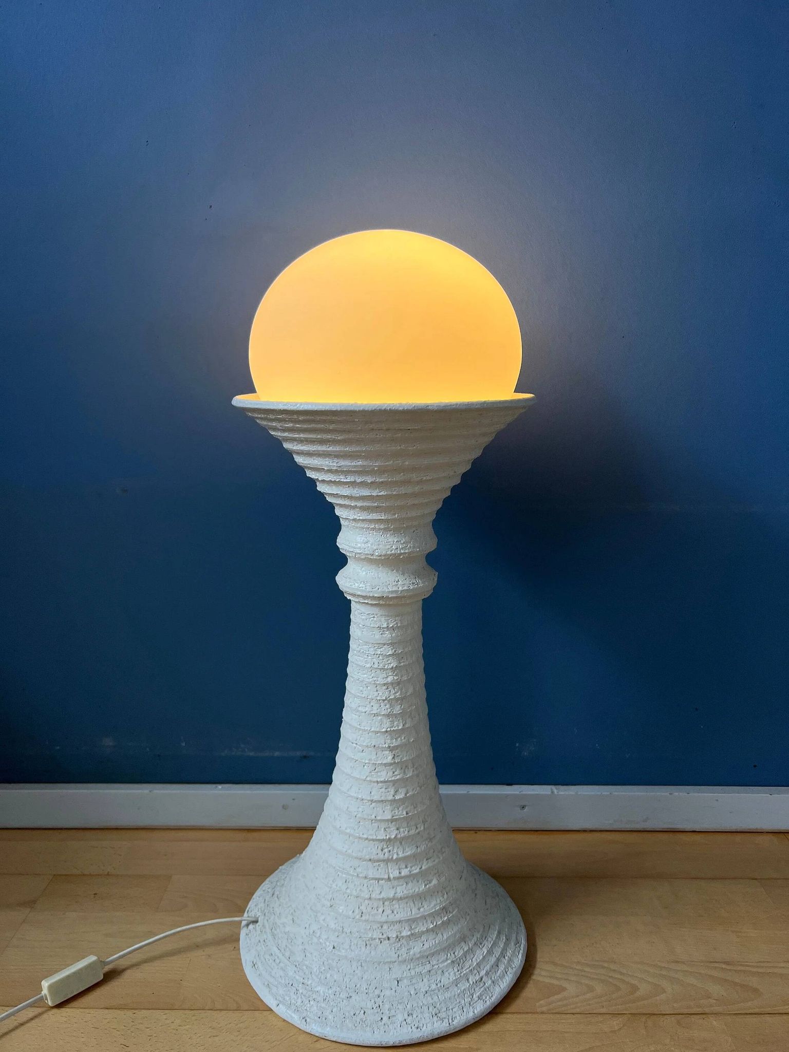 White ceramic floor lamp Mid-Century Space Age by Doria Leuchten
