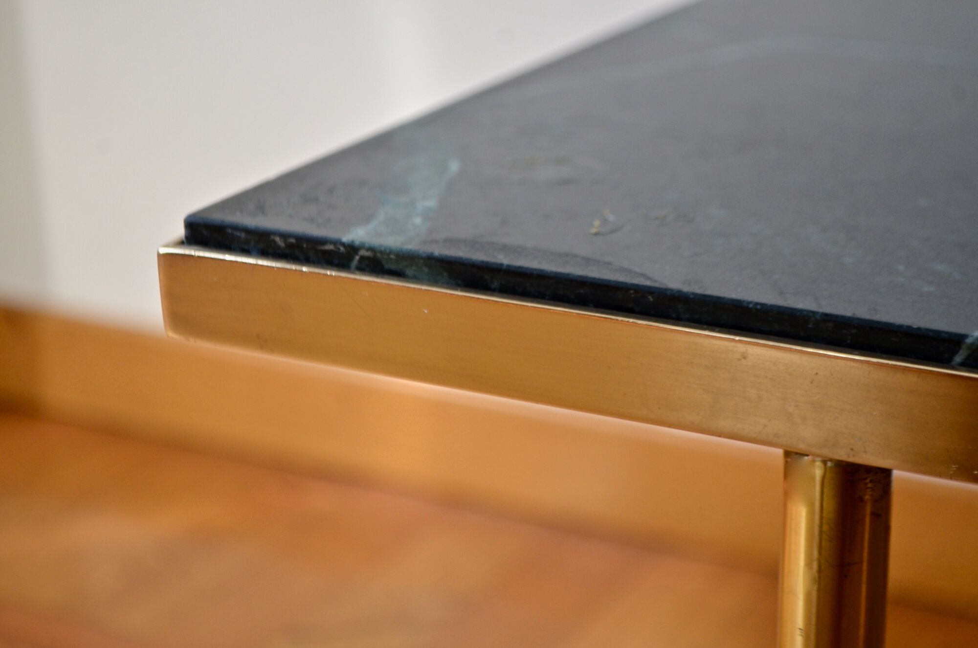 Italian green marble and brass coffee table 1950
