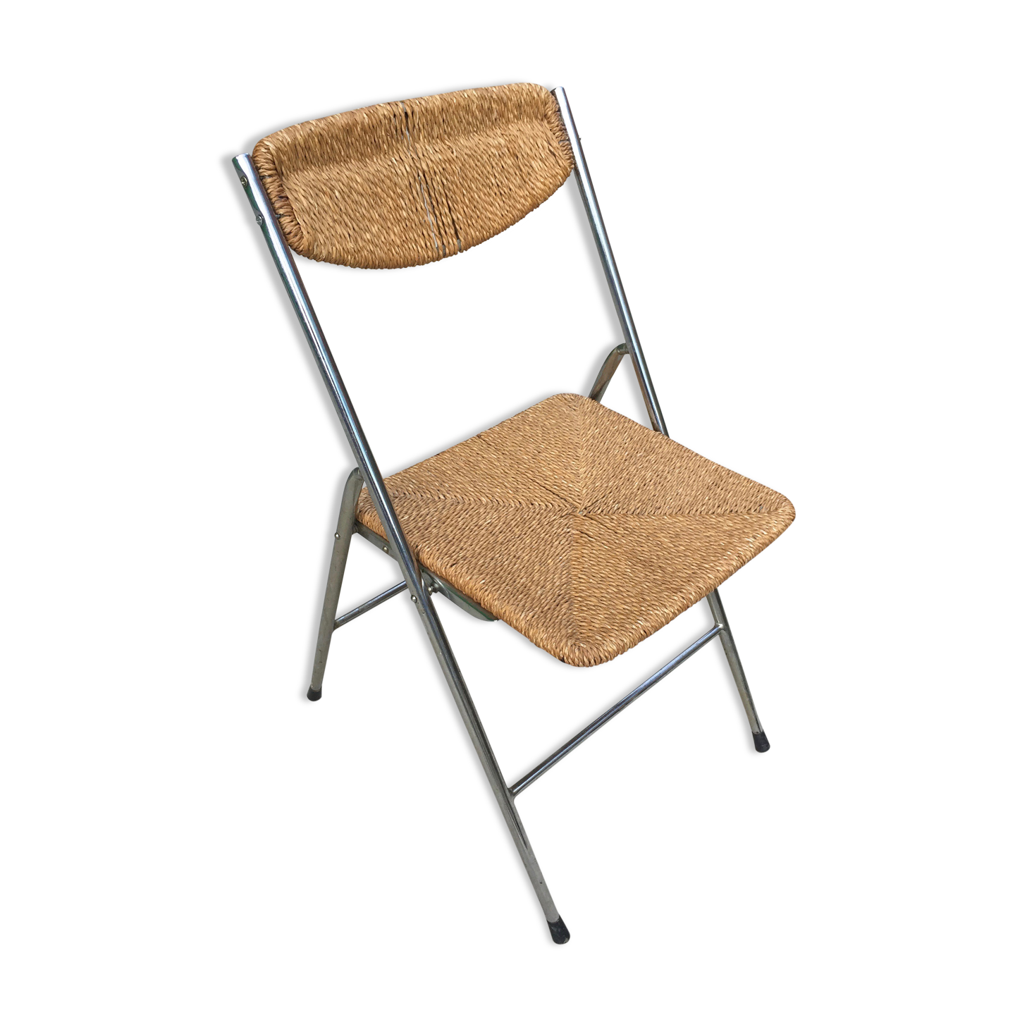 Metal folding chair and rope