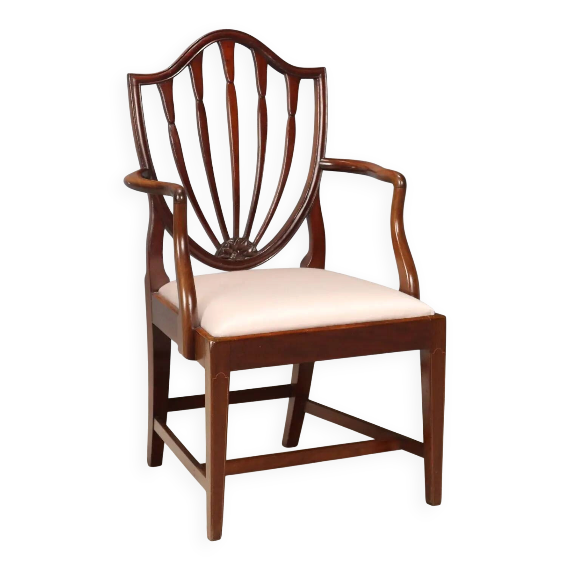 Fauteuil ancien style Regency en acajou et tissu, Angleterre, XIXe siècle