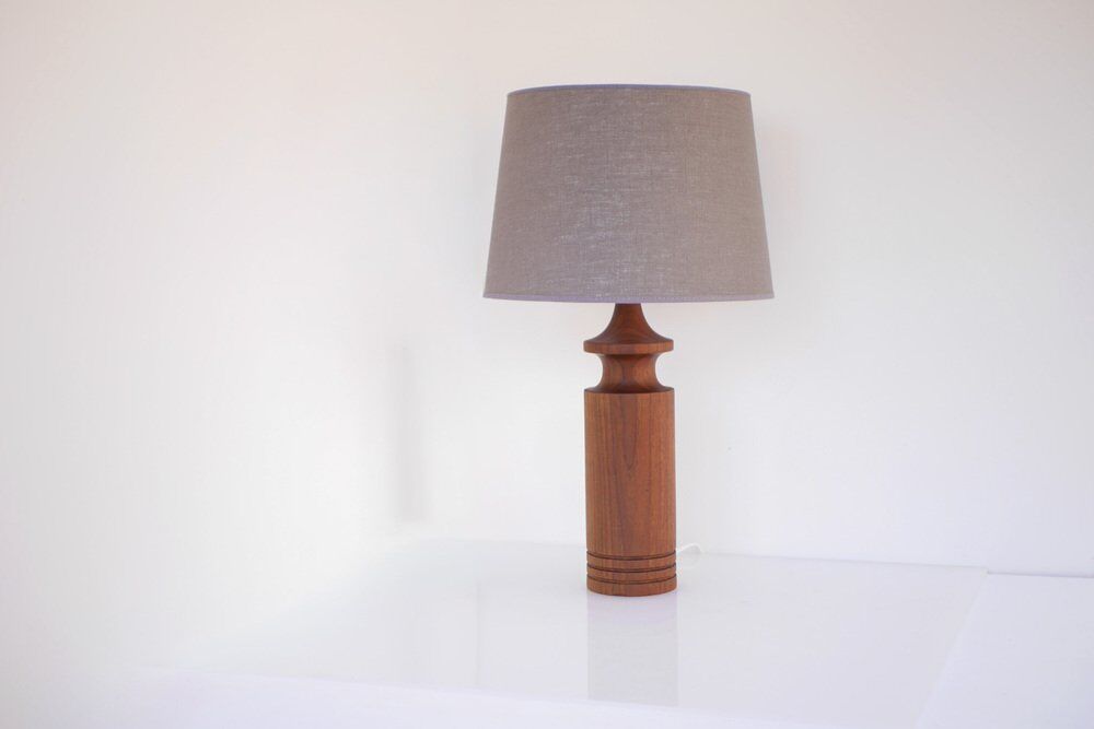 Grandes lampes de table danoises en teck des années 50, ensemble de 2