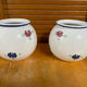 Pair of antique st clément round vases white ceramic flower decor vintage