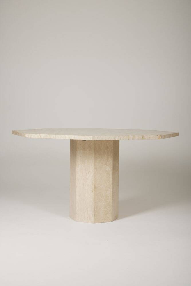 Octagonal travertine table