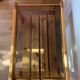 Vintage coffee table in pine and smoked glass