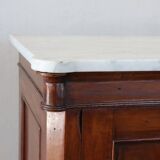 Rare Small Antique Wardrobe In Walnut And Marble Top, Italy 19th Century