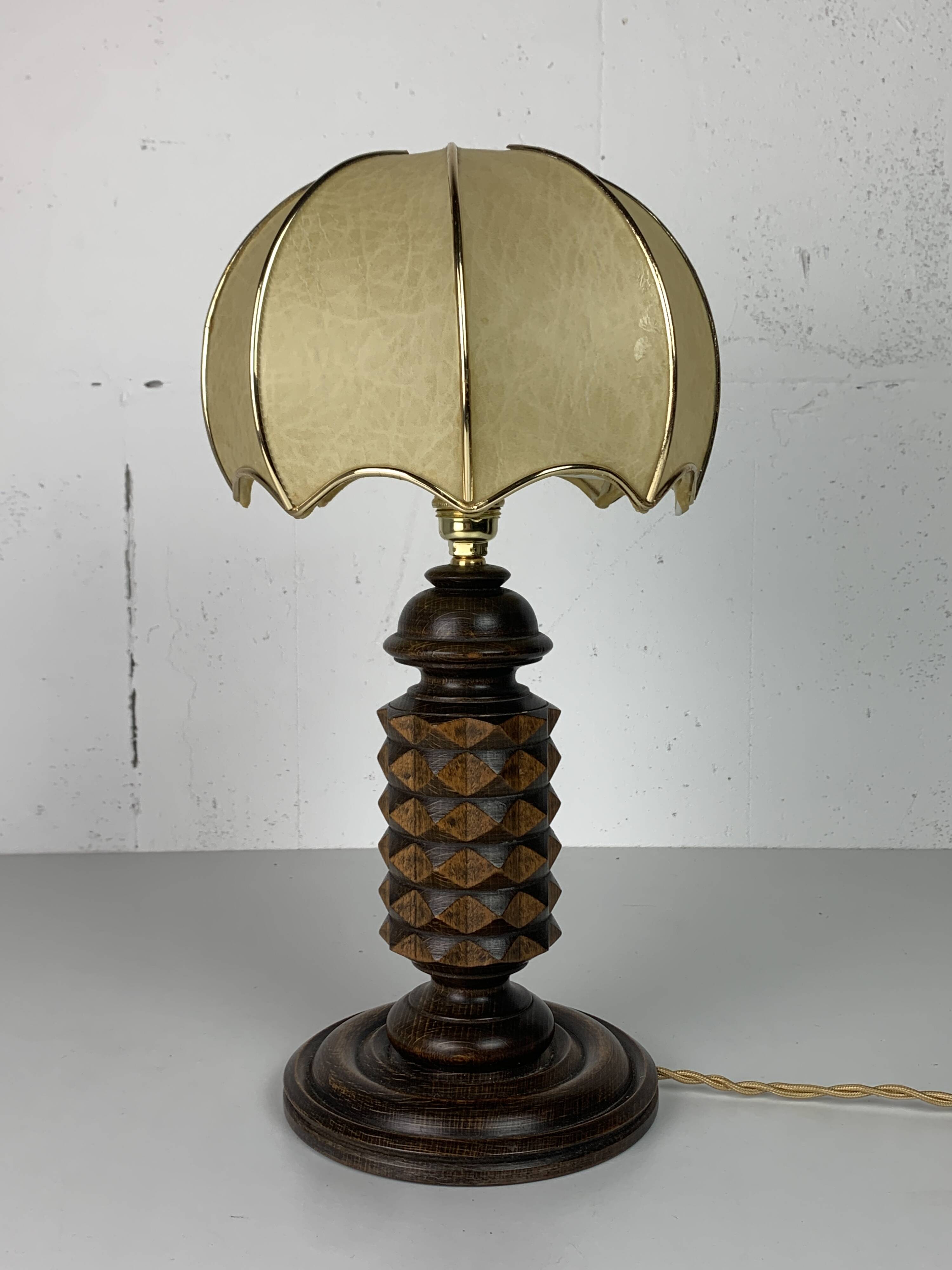 Wood Turned Mushroom Cocoon Table Lamp in the style of Charles Dudouyt