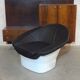 Space Age Atomic Pod Lounge Armchair with Black Bovine Leather by Dux, Sweden, 1960s