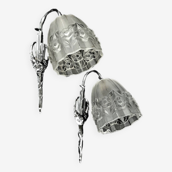 Pair of art deco degue wall lights