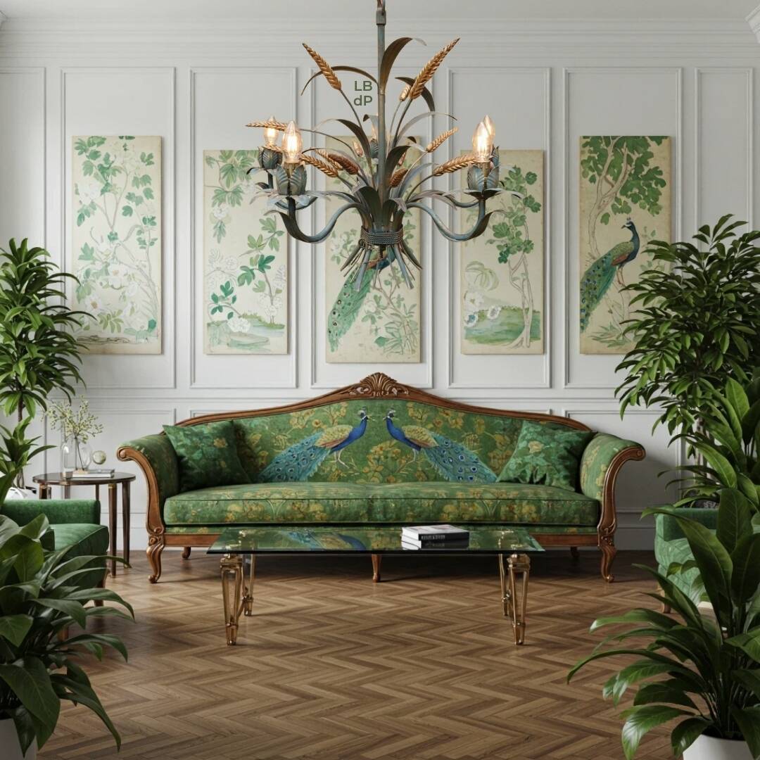 Chandelier, "Wheat Ears" suspension by Masca - circa 1970