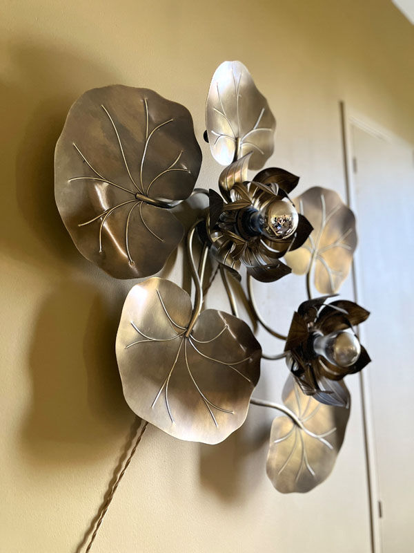 Large water lily wall lamp from the Florart house, 1960s-1970s