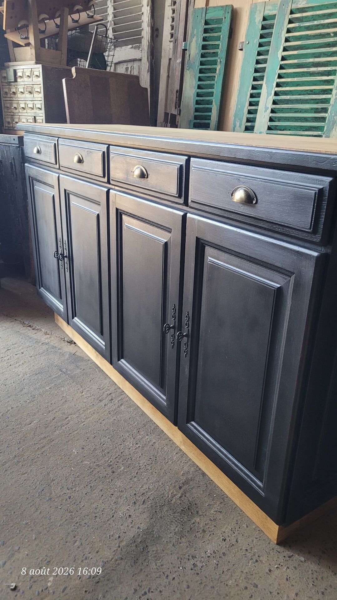 Large wooden and black sideboard