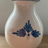Handmade ceramic vase white with blue pattern