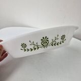 Glasbake usa hollow oven dish compartmented 2 parts vintage daisy green