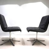Wilhahn Delta set of 2 leather conference / dining chairs by Delta, 1960