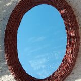Oval mirror vintage rattan