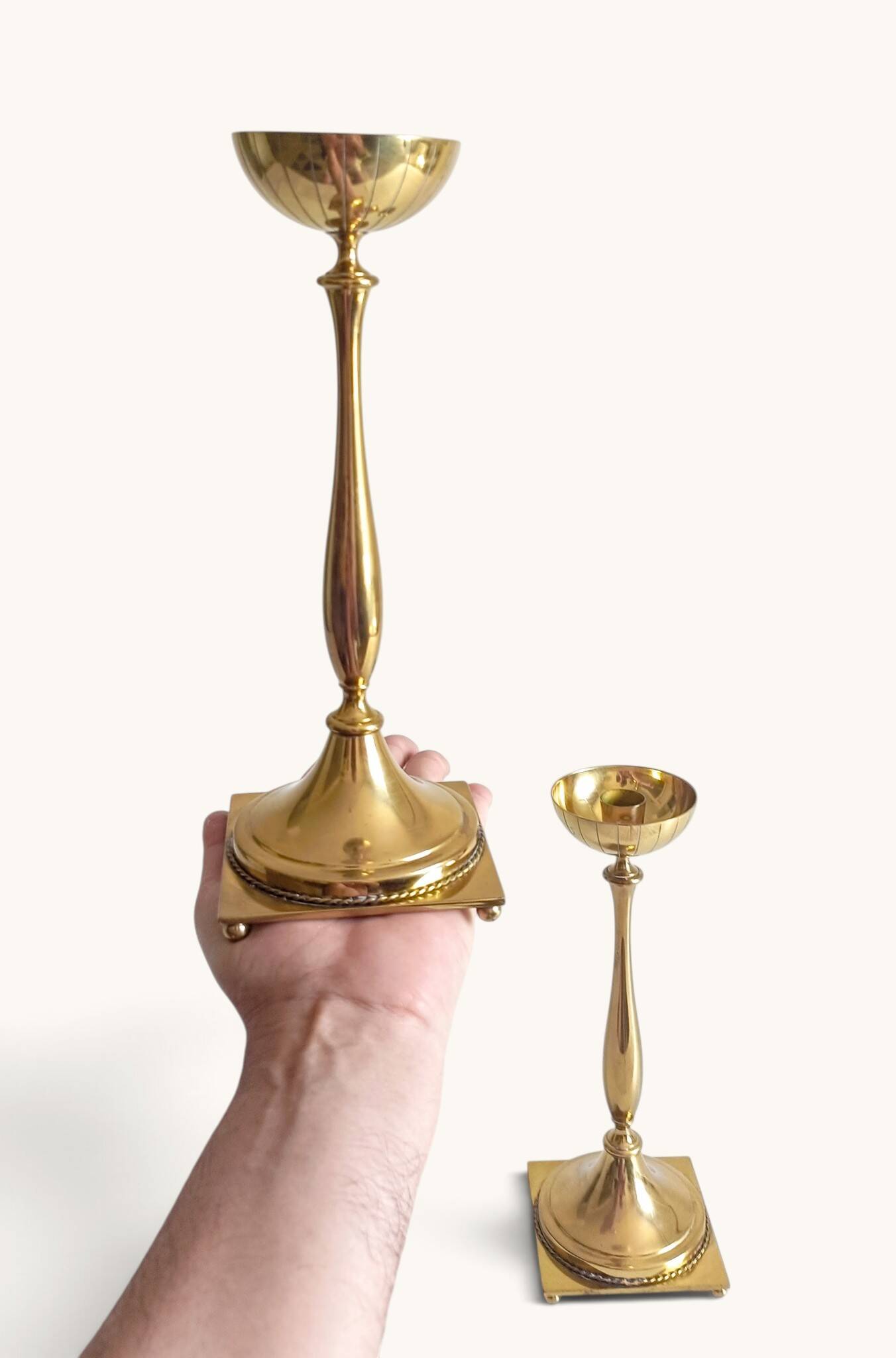 Scandinavian Modern Brass Candlesticks by Gunnar Ander for Ystad Metall