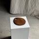 Small circular teak monoxyle cutting board with handle 22 x 13.