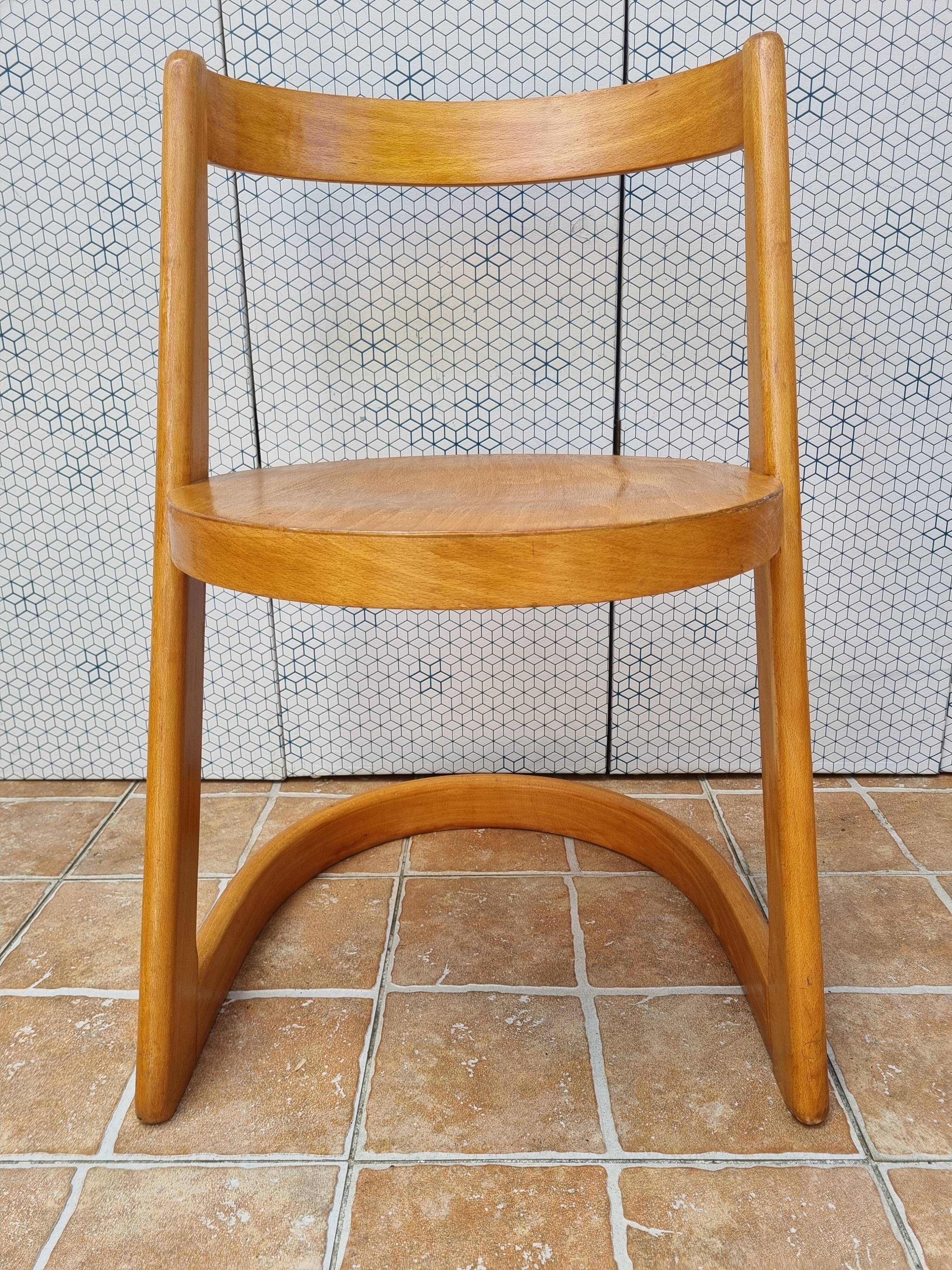 Halfa chair by Baumann, sculptural design in bentwood, 1970s