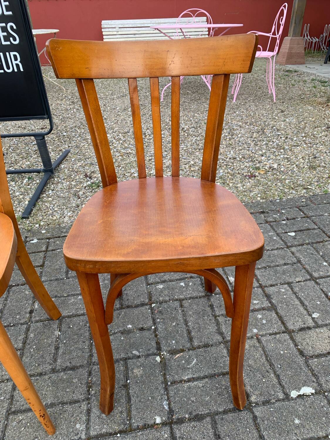 Set of 6 mismatched bistro chairs