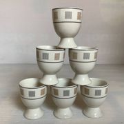 6 coquetiers motifs géométriques beige et marron