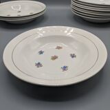 12 hollow porcelain plates, floral decoration and golden ledé - ∅: 23cm