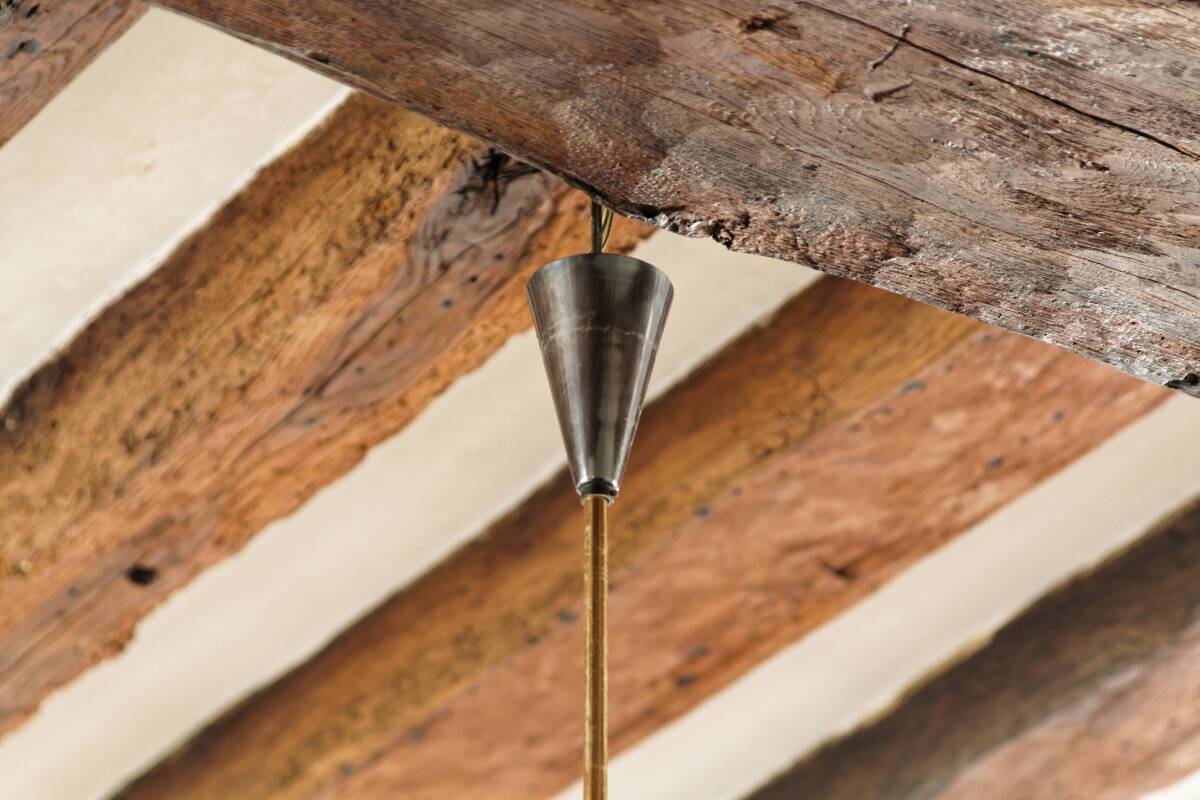 60s chandelier, brass and opaline