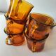 5 vintage amber Duralex cups and saucers