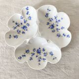 Plat 3 compartments en porcelaine Pillivuyt, fleurs bleues